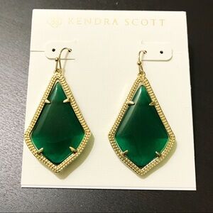 Kendra Scott Alex earrings emerald green cat eye